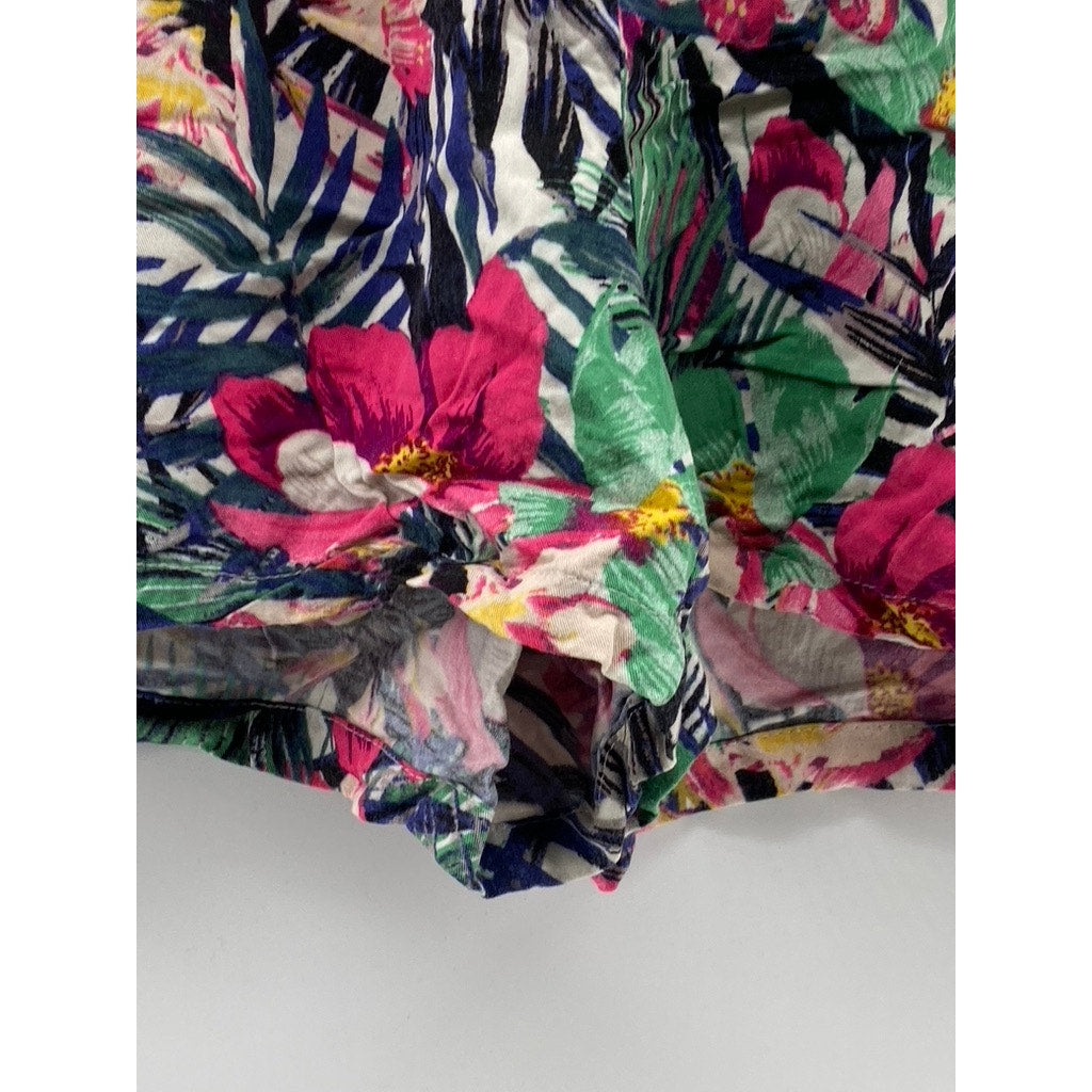H&M Women's Multicolor Floral Print Relaxed-Fit Pull-On Casual Shorts SZ S