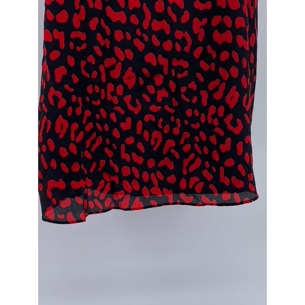 ALICE + OLIVIA Women’s Black-Red Contessa Animal Print V-Neck Cami Top SZ M