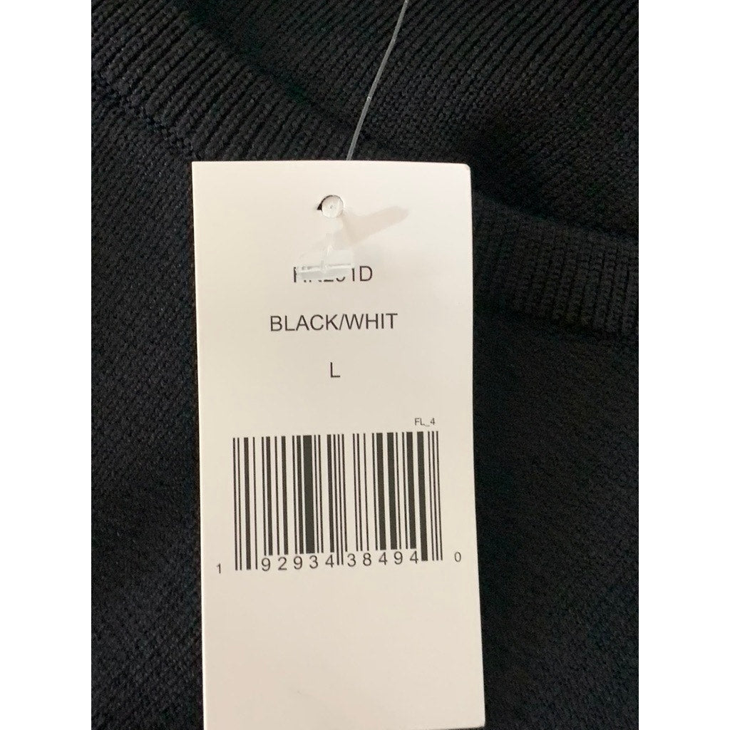 ENGLISH FACTORY Women's Black/White Short Puff Sleeve Poplin Mini Dress SZ L