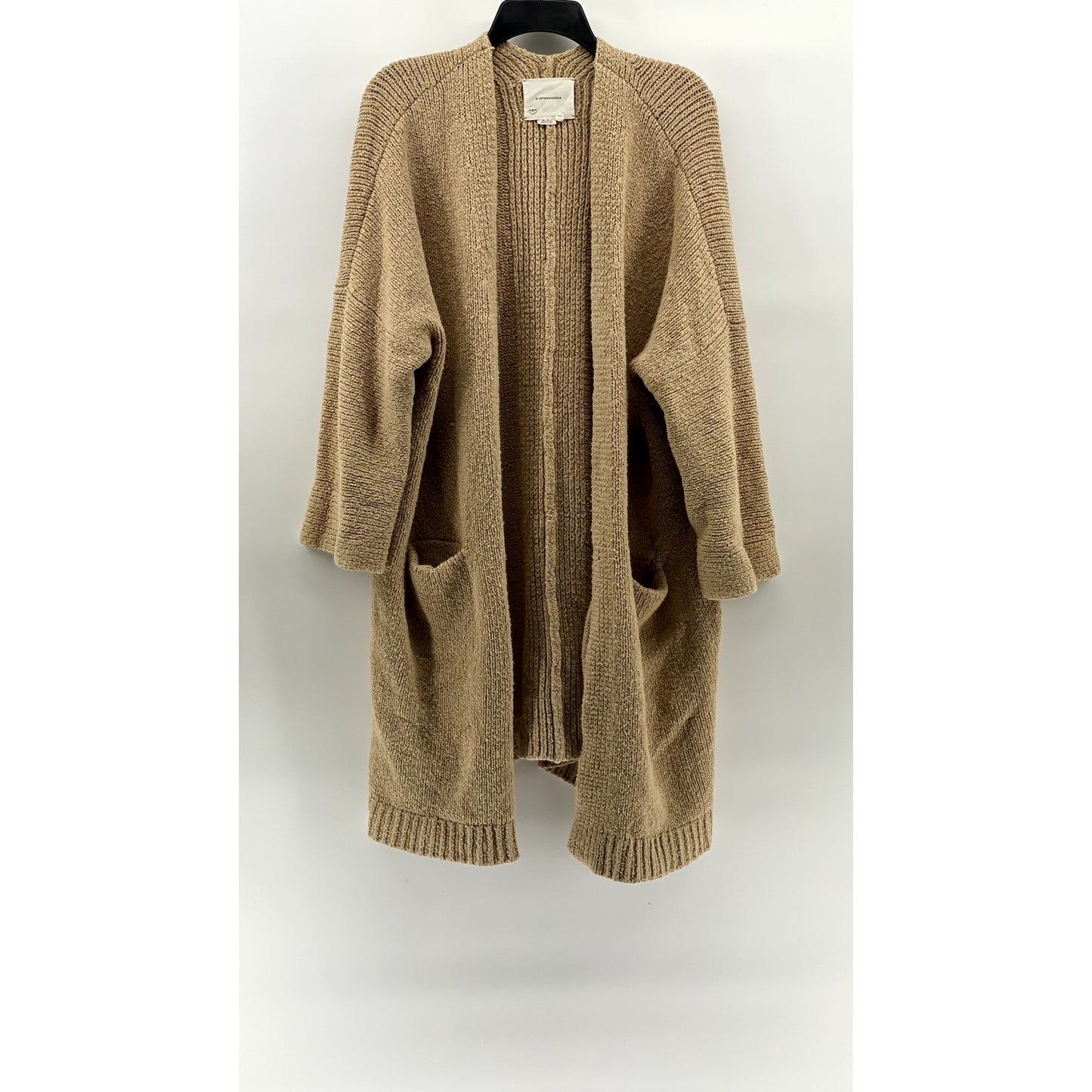 ANTHROPOLOGIE Women's Tan Knit Open-Front Long Sleeve Long Length Cardigan SZ S