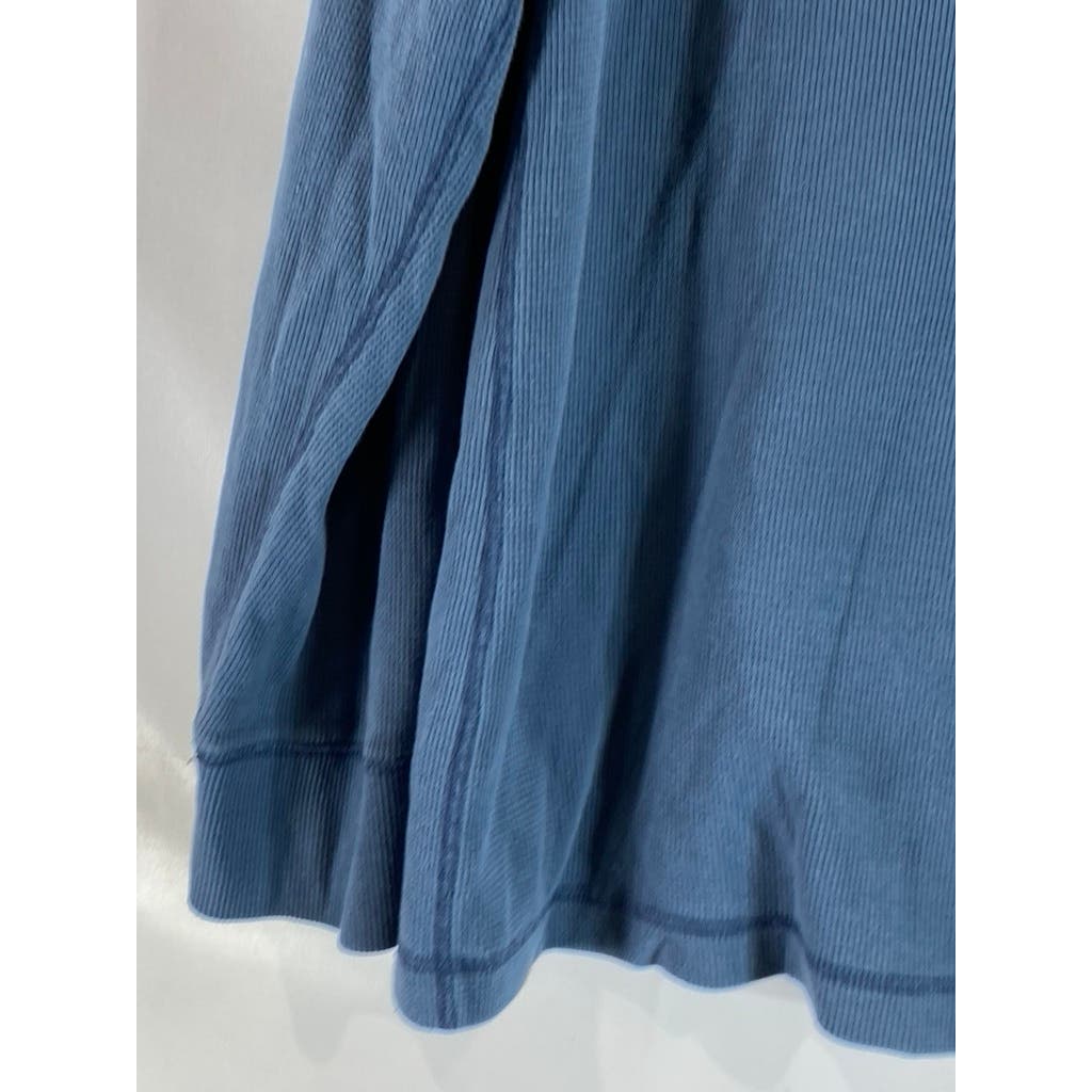 EDDIE BAUER Men's Blue Outdoor Waffle-Knit Thermal Pullover Henley Shirt SZ 2XL