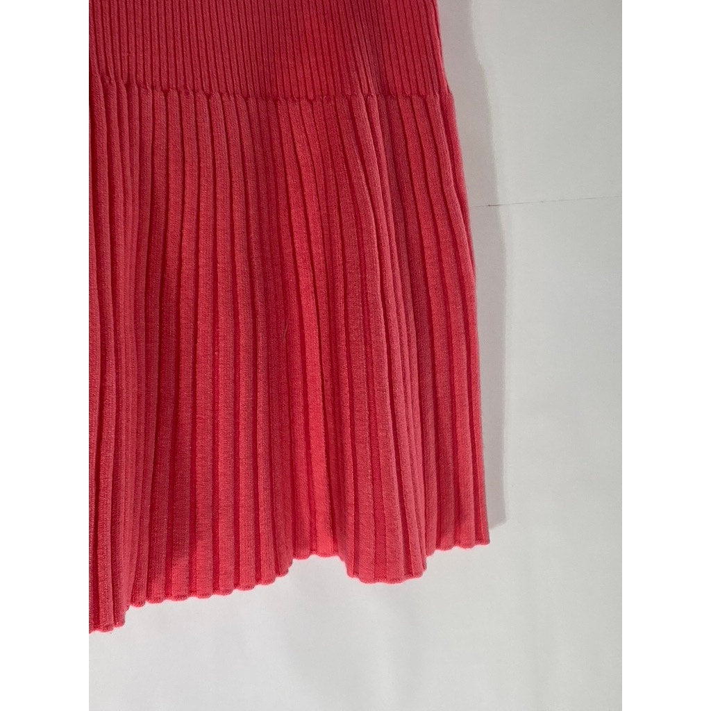AERIE Women's Dark Pink Take Charge Pull-On Ribbed Flare Sweater Mini Skirt SZ M