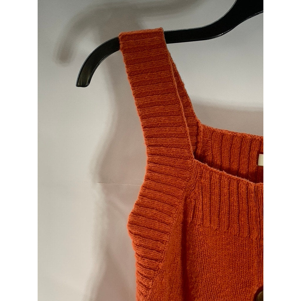 MADEWELL Women's Orange Rowe Button-Front Knit Sweater Tank Top SZ M