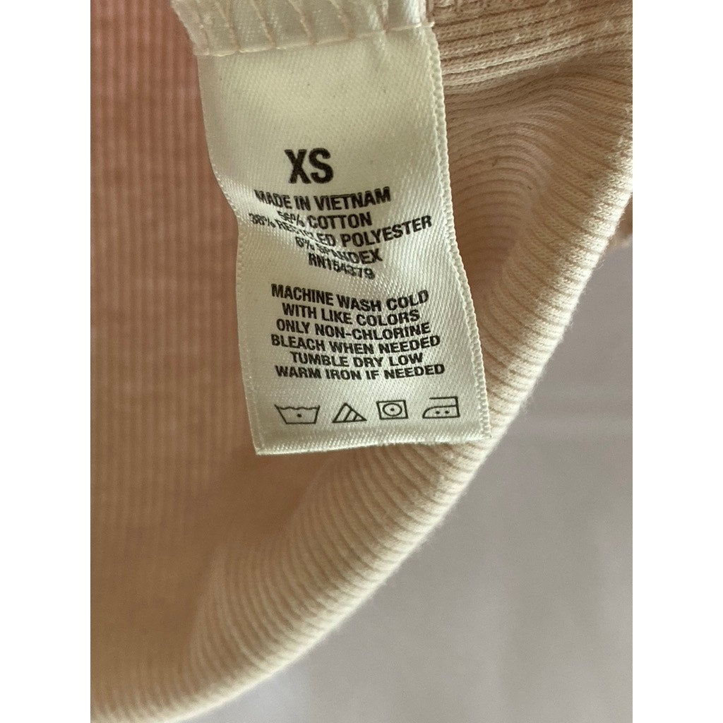 AEROPOSTALE Women's Salmon Pink Seriously Soft Ribbed Crewneck Shrunken Tee SZXS