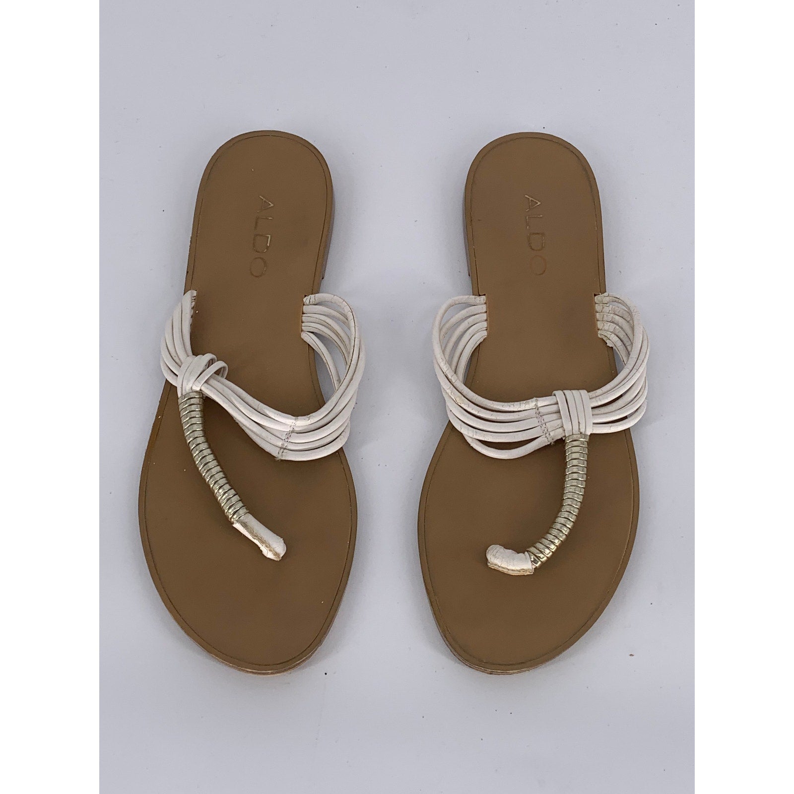 ALDO Women's White Slip-On Thong Sandals SZ 7.5