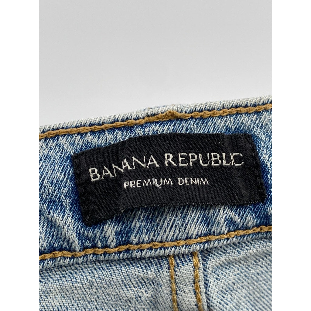 BANANA REPUBLIC Women’s Blue Medium Wash Denim Distressed High-Rise Shorts SZ 30