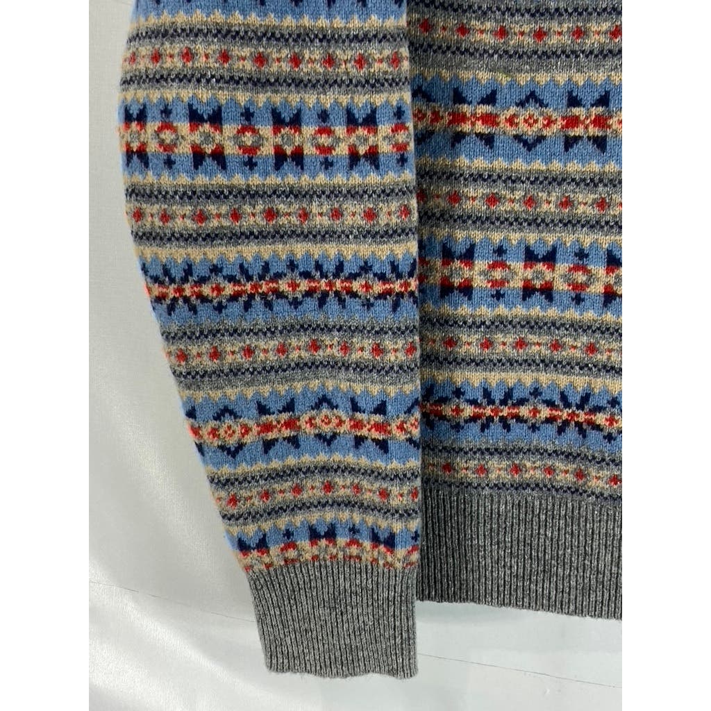 J.CREW Men's Grey Multi Crewneck Lambswool Pullover Sweater SZ M