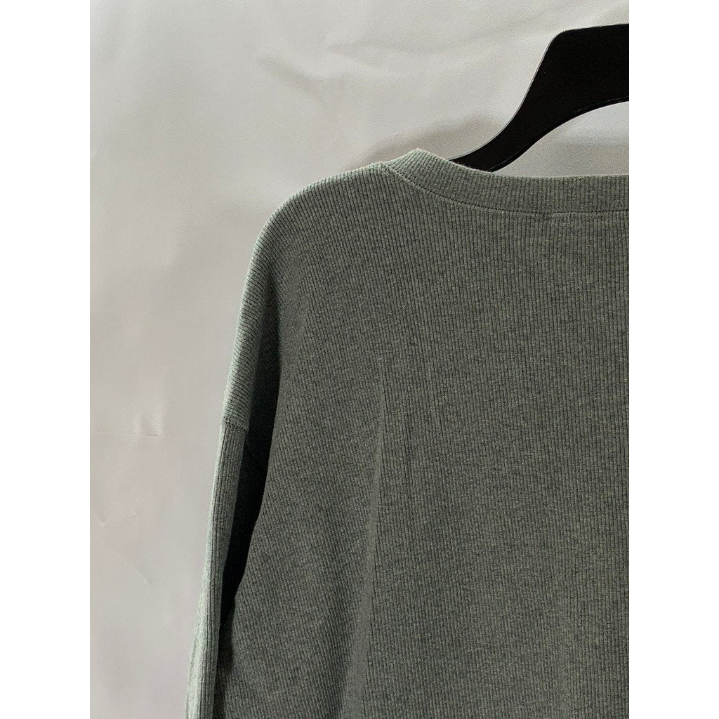 ARITZIA WILFRED FREE Women's Gray Ribbed Long Sleeve Henley Top SZ S