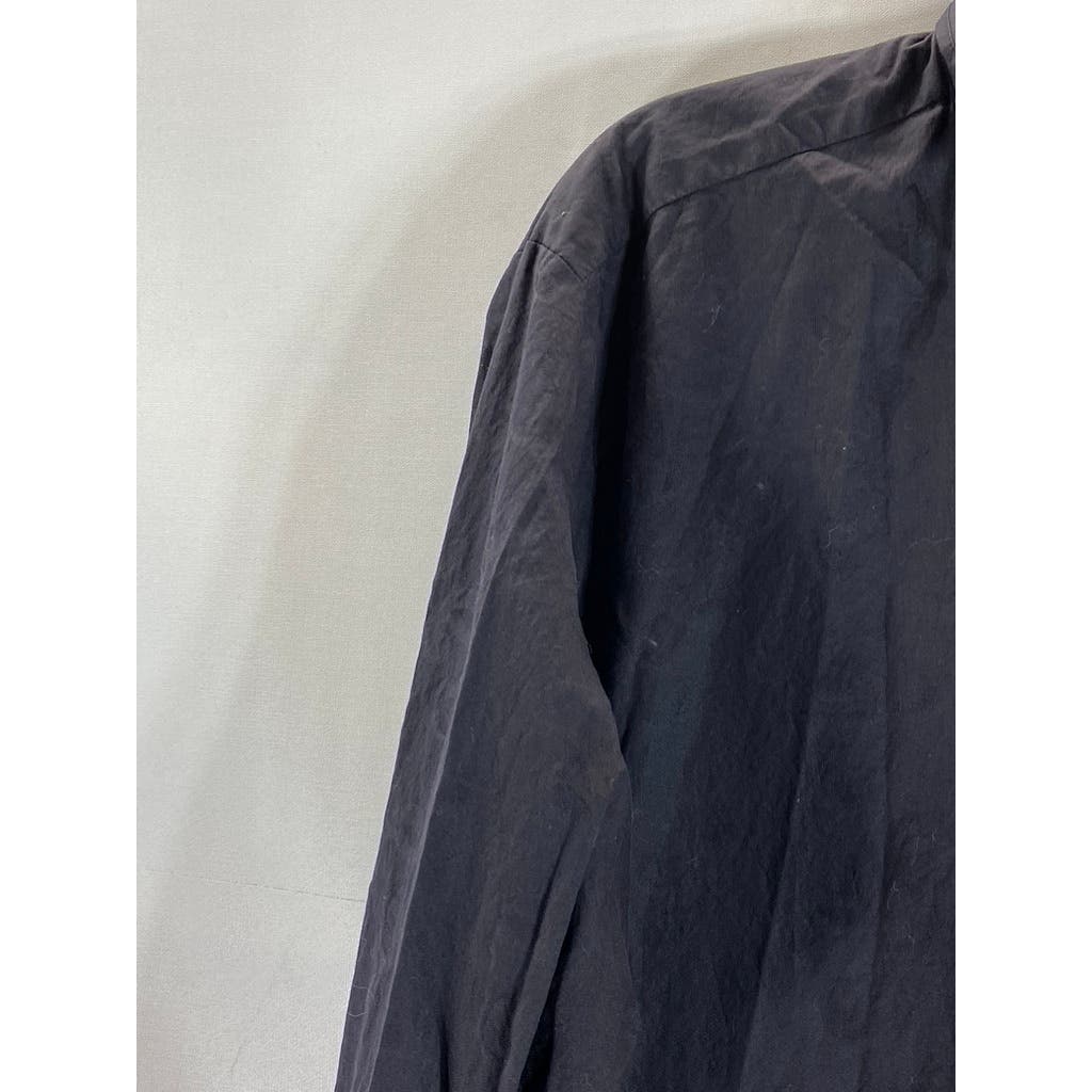 JARED LANG Men's Black Solid Cotton Slim-Fit Button-Up Long Sleeve Shirt SZ L