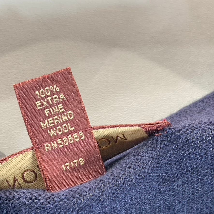 NORDSTROM Men's Navy V-Neck Extra Fine Merino Wool Button-Down Sweater Vest SZ L