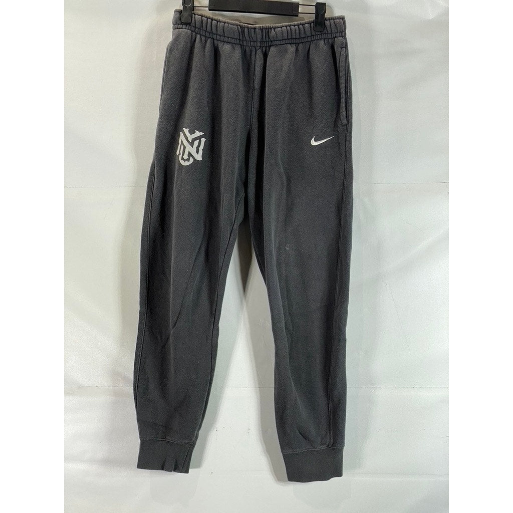 NIKE Women's Gray Club Fleece Swoosh Logo Drawstring Pull-On Sweatpants SZ S