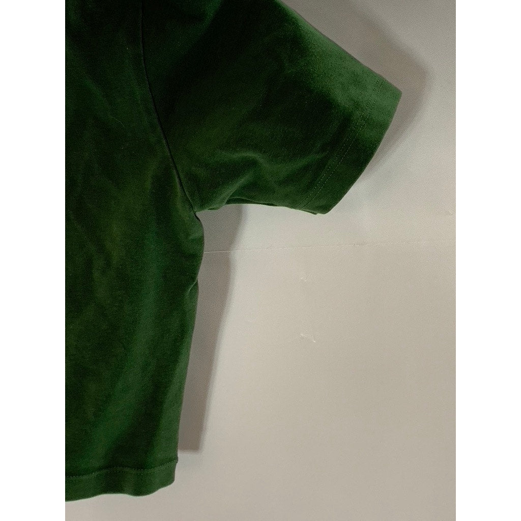 LOS ANGELES APPAREL Women's Dark Green Crewneck Cotton Spandex Crop Top SZ XS