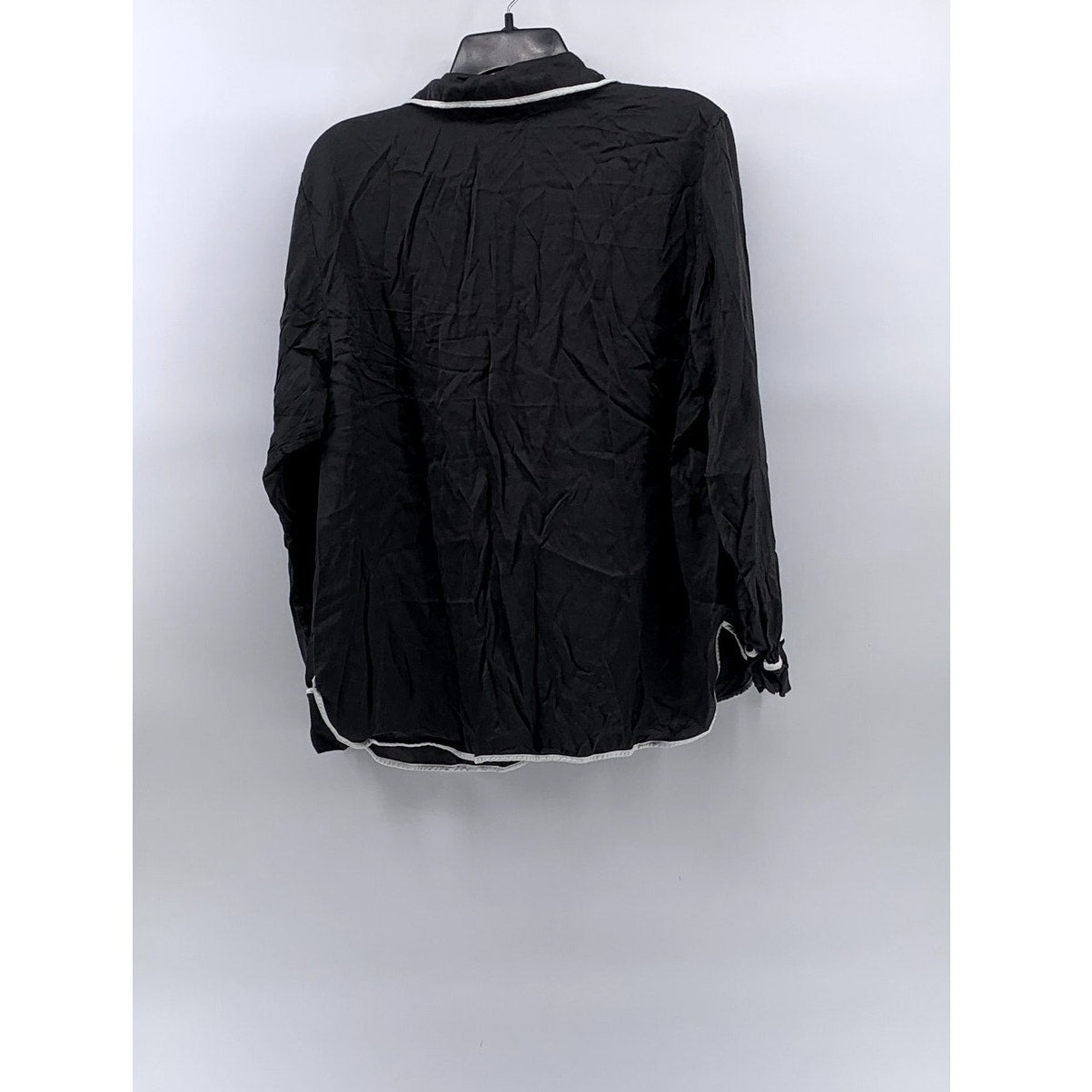 AERIE Women's Black Long Sleeve Button-Up Collared Pajama Top SZ XL