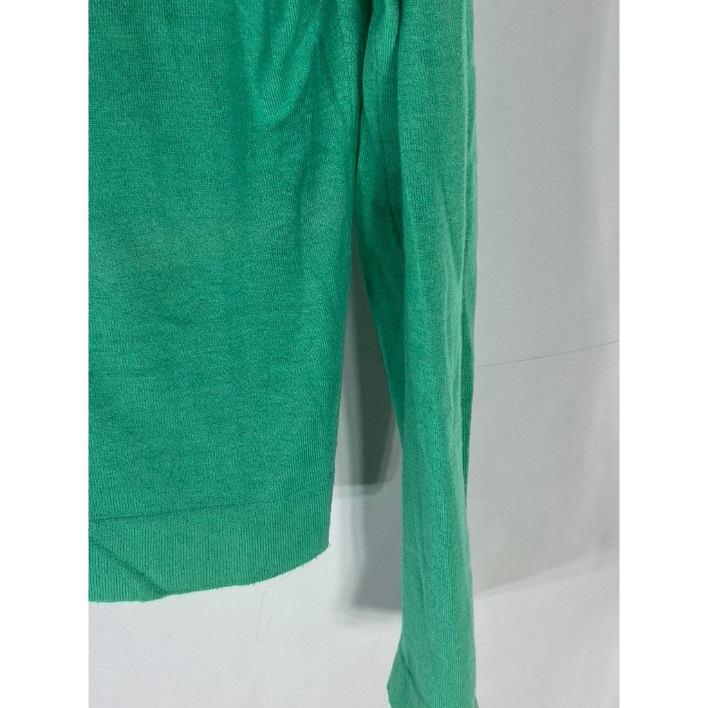CALVIN KLEIN Collection Women's Green Crewneck Cashmere-Cotton Knit Sweater SZ M