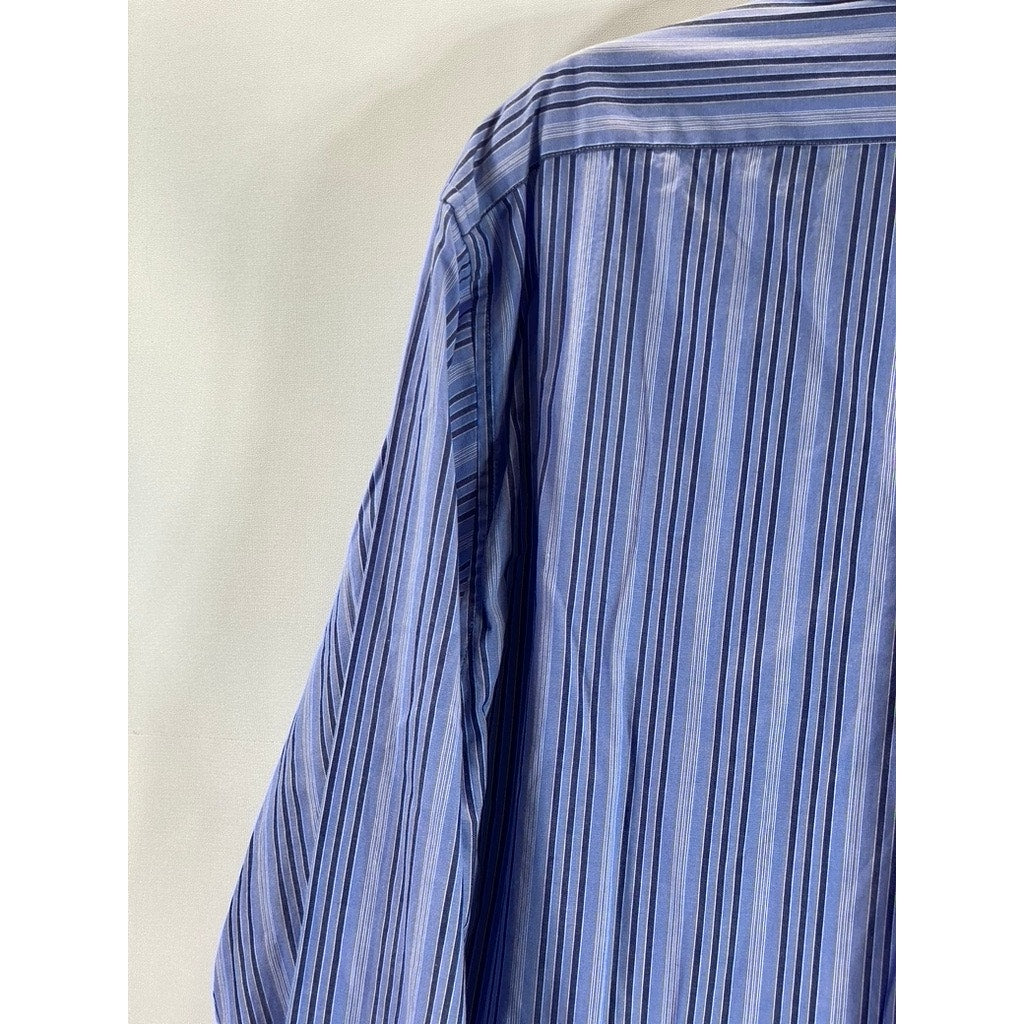 J.CREW Men's Blue Striped Cotton Regular-Fit Button-Up Dress Shirt SZ 15.5/34