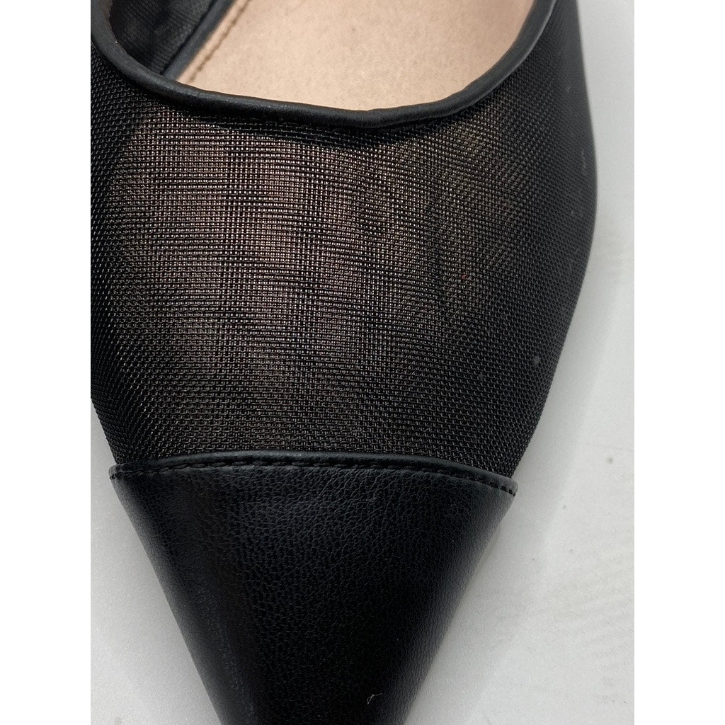 AQUA Women's Black Mrina Mesh Pointed-Toe Slip-On Pumps SZ 8