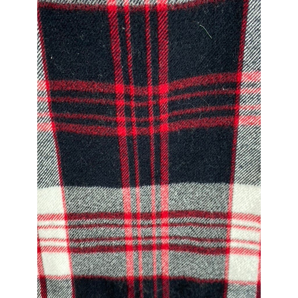 LANDS' END Men's Red/Black Plaid Traditional-Fit Button-Up Long Sleeve Shirt SZM