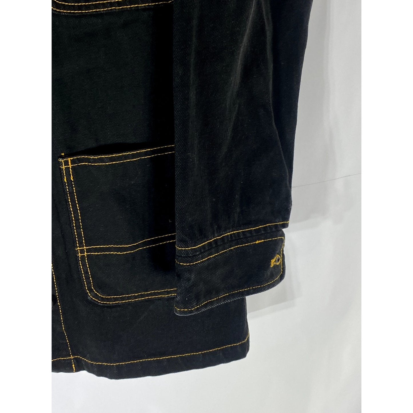 MONKI Women’s Black Denim Overstitch Four Pocket Trucker Jacket SZ XS