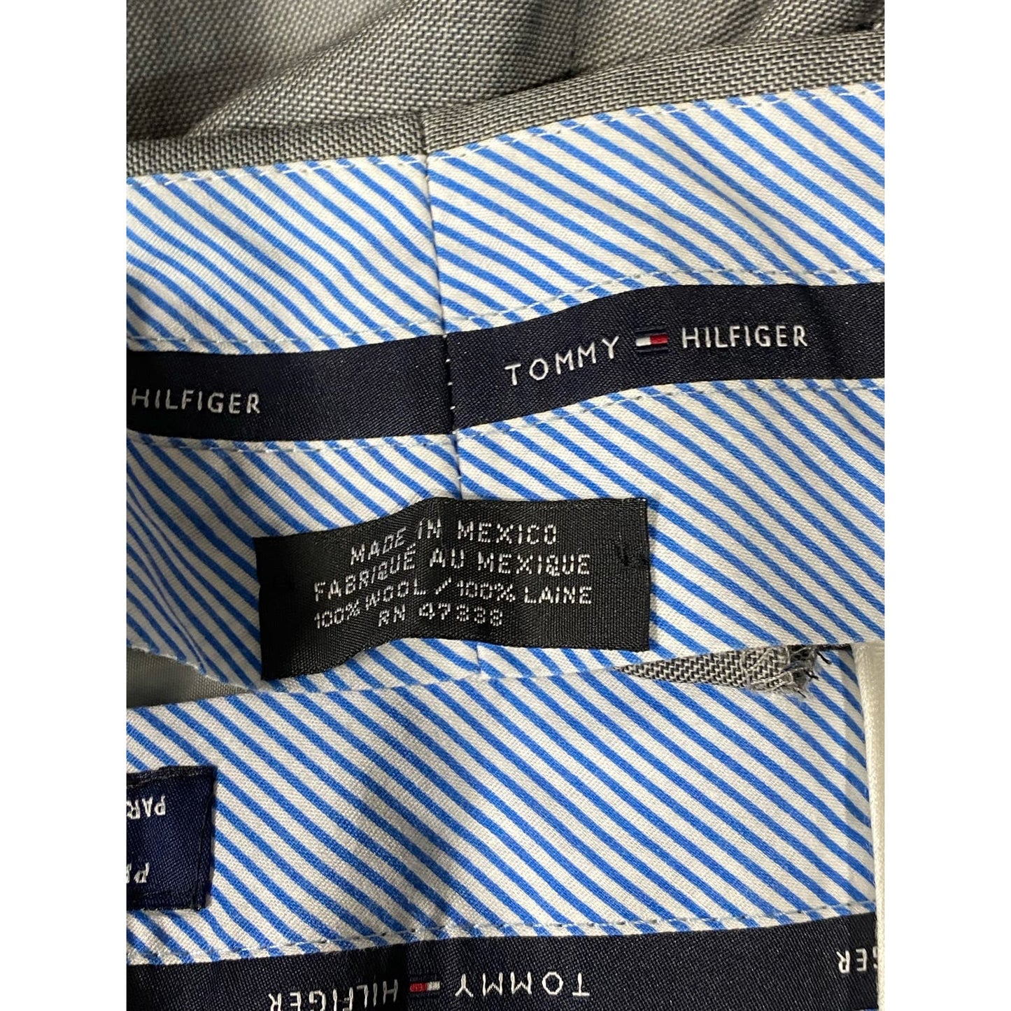 TOMMY HILFIGER Men's Light Grey Sharkskin Modern-Fit Flat Front Pants SZ 36X32