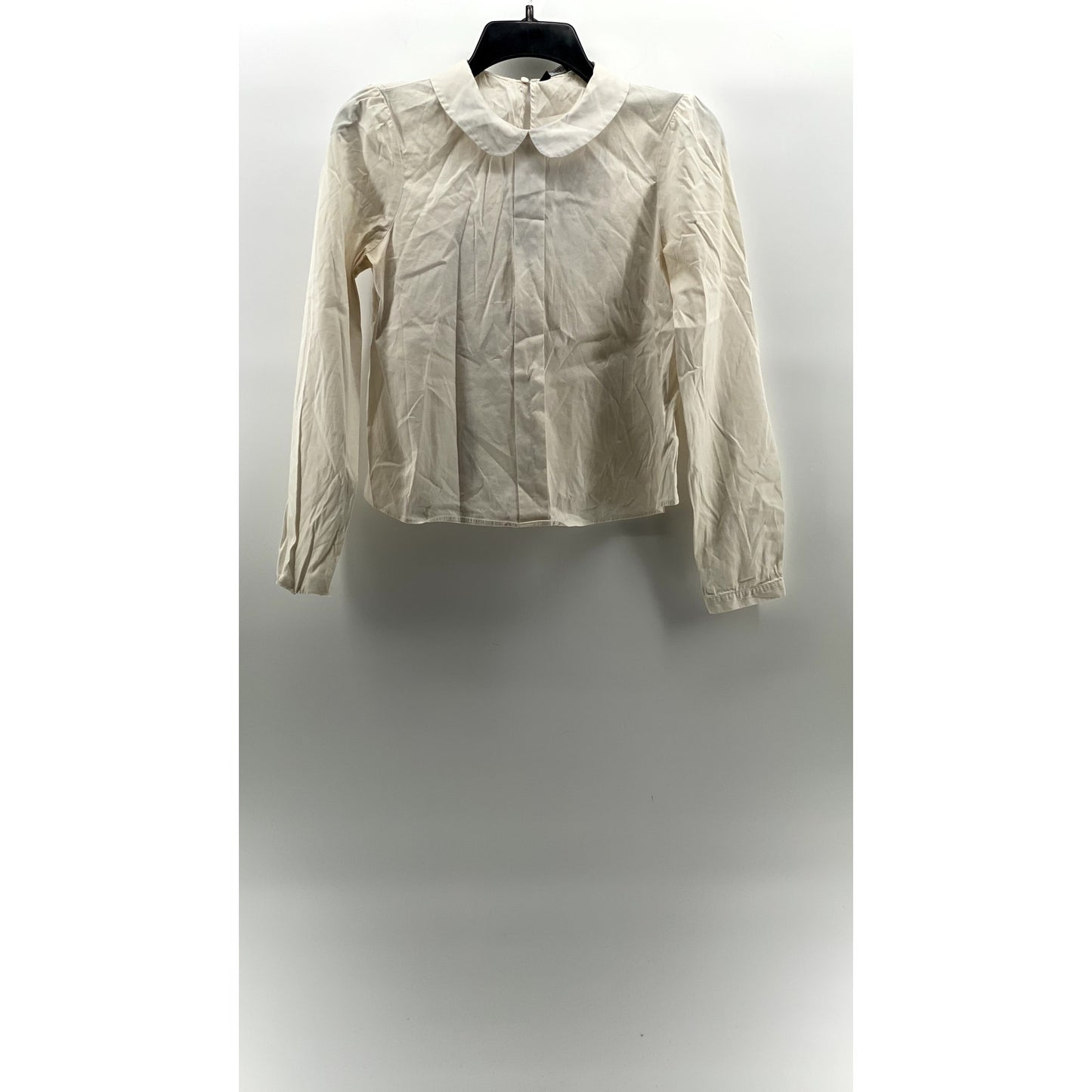 ZARA Women's Off-White Bib Collar Long Sleeve Button-Up Top SZ XS