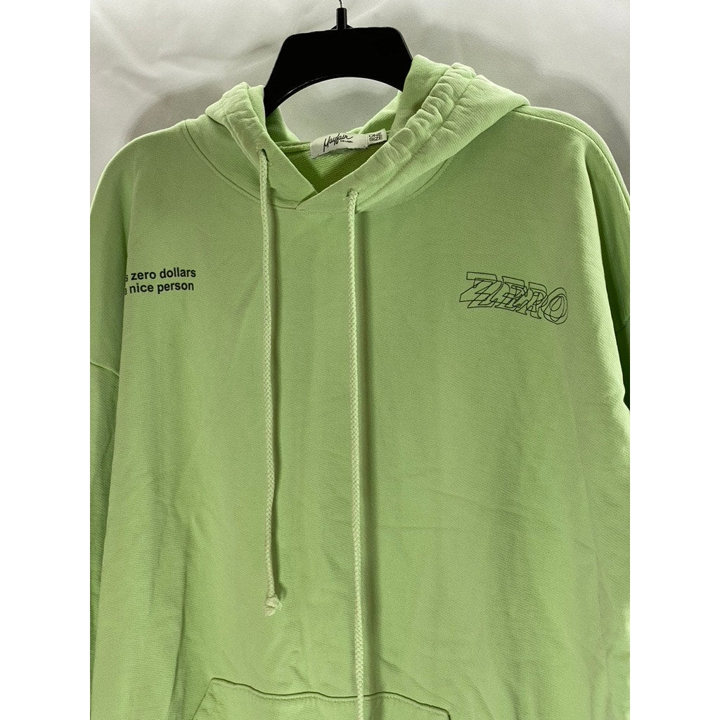 THE MAYFAIR GROUP Unisex Sage Green Zero Dollars Graphics Hoodie Sweater SZ OS