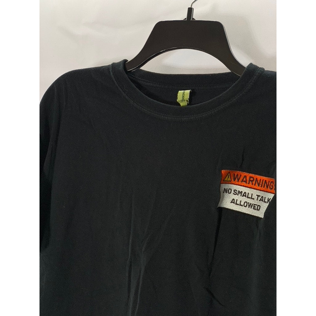ECONSCIOUS Women's Black Warning No Small Talk Allowed Crewneck T-Shirt SZ L