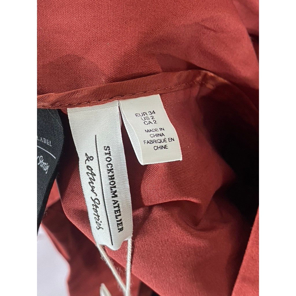 & OTHER STORIES Women's Rust Belted Button-Up Oversized Trench Coat SZ 2