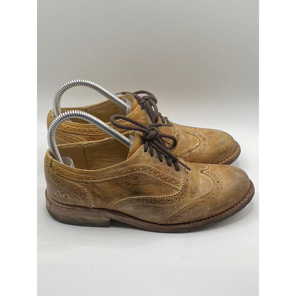 BED|STU Women’s Tan Leather Lita Wingtip Lace-Up Oxford Shoes SZ 7