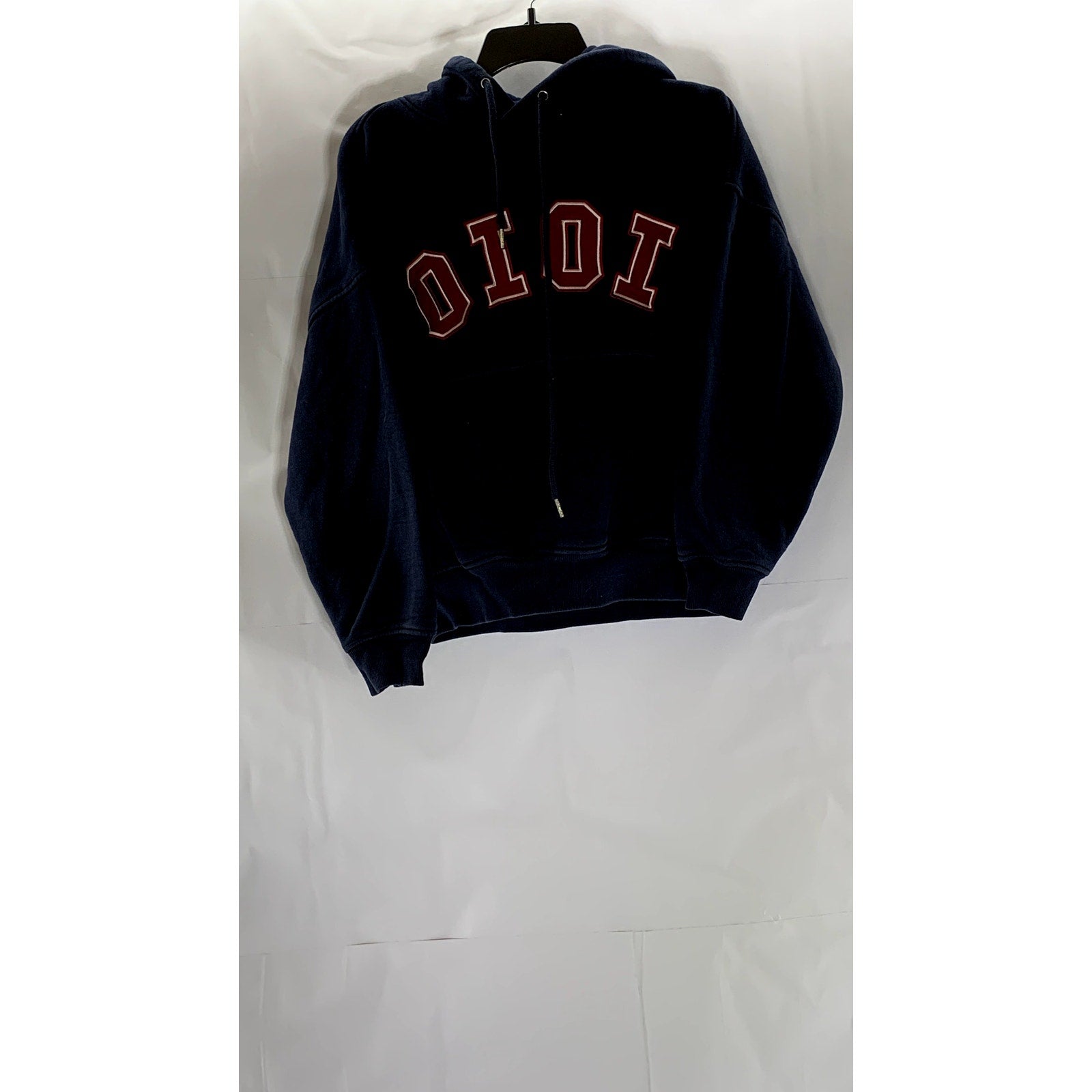 5252 BY OIOI Unisex Dark Navy/Red Patch Logo Casual Hoodie SZ S