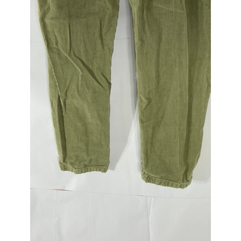 ZARA Women’s Olive Green Corduroy Ruffle-Waist Jogger Pant SZ 12
