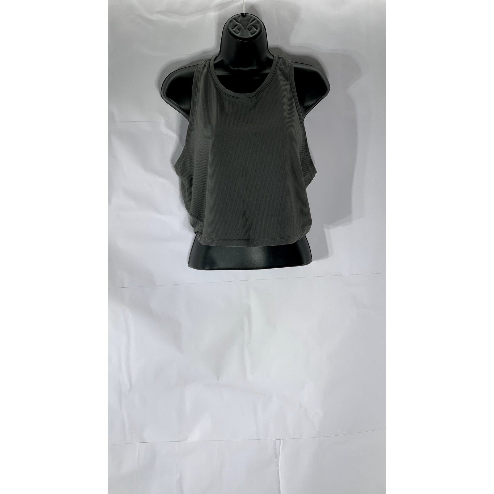 90 DEGREE BY REFLEX Women’s Charcoal Ribbed Racerback Cropped Tank Top SZ XL