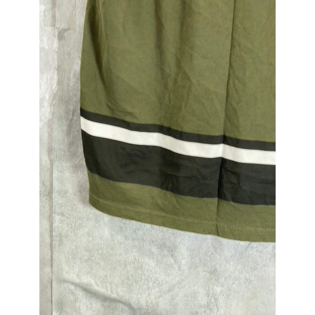 GUESS Men's Olive Green Striped Crewneck Short Sleeve T-Shirt SZ M
