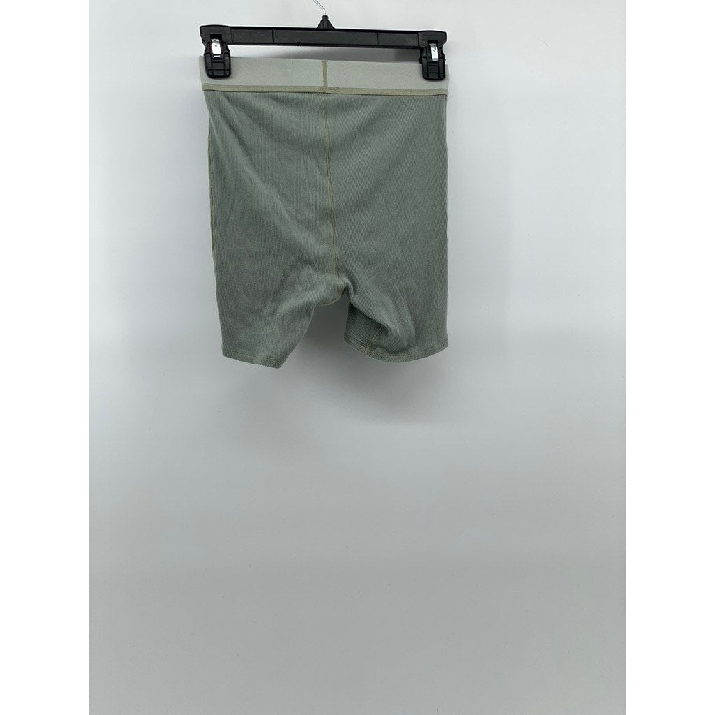 SKIMS Women’s Green Stretch Rib Knit Pull-On Boxer Shorts SZ S