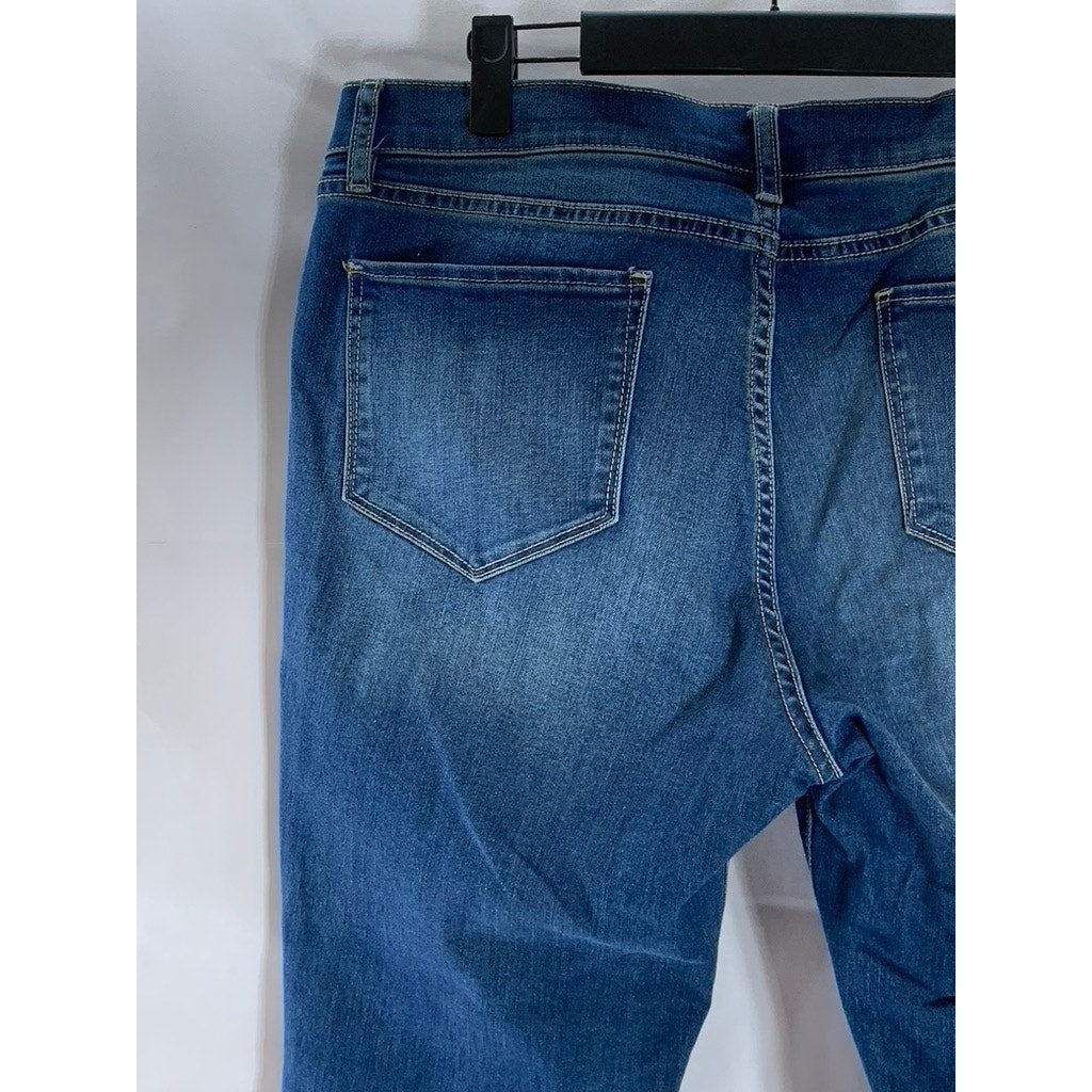 SOHO NEW YORK & COMPANY Women's Blue Raw-Hem Skinny Ankle Jeans SZ 14