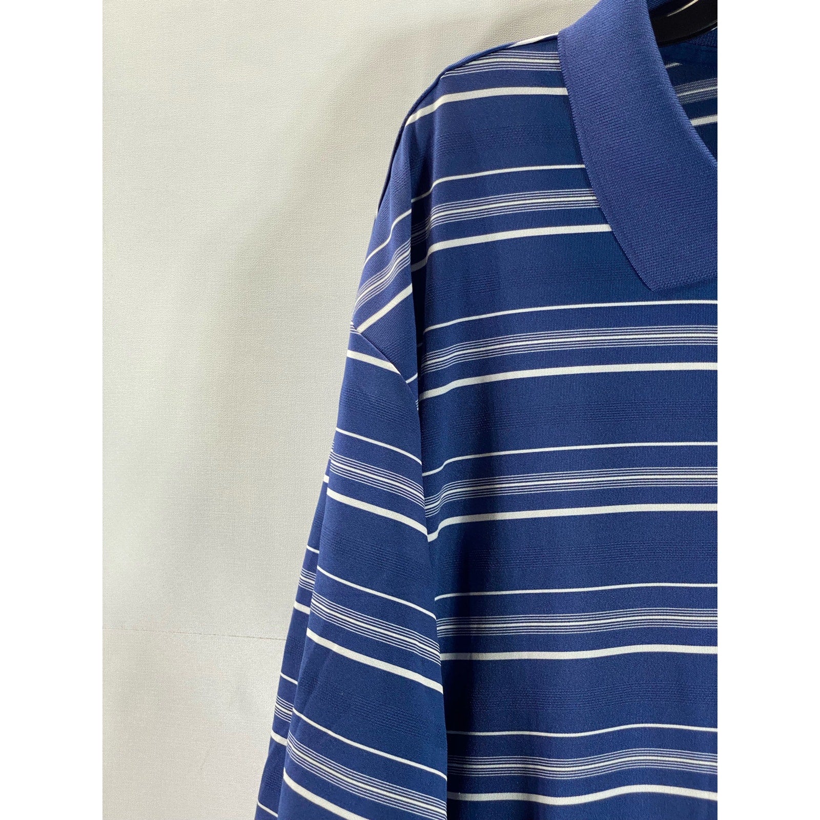 ADIDAS Men's Blue 2 Color Stripe Puremotion Short Sleeve Golf Jersey Polo SZ 2XL