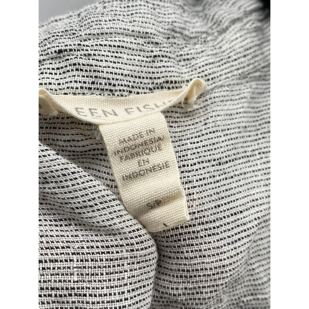 EILEEN FISHER Women's Gray Button-Up Short Sleeve Knee Length Shirt Dress SZ S