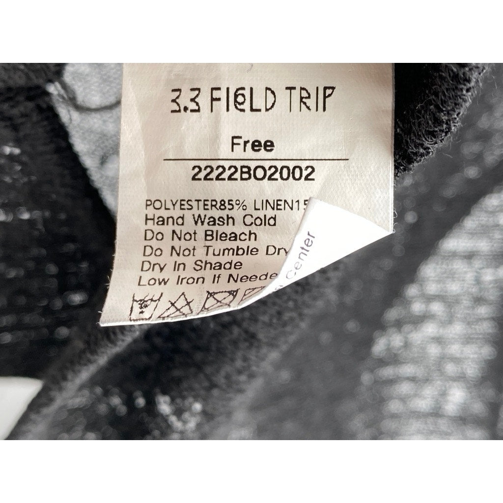 3.3 FIELD TRIP Women's Black Knit Tie-Front Long Sleeve Overlay Shawl Top SZ OS