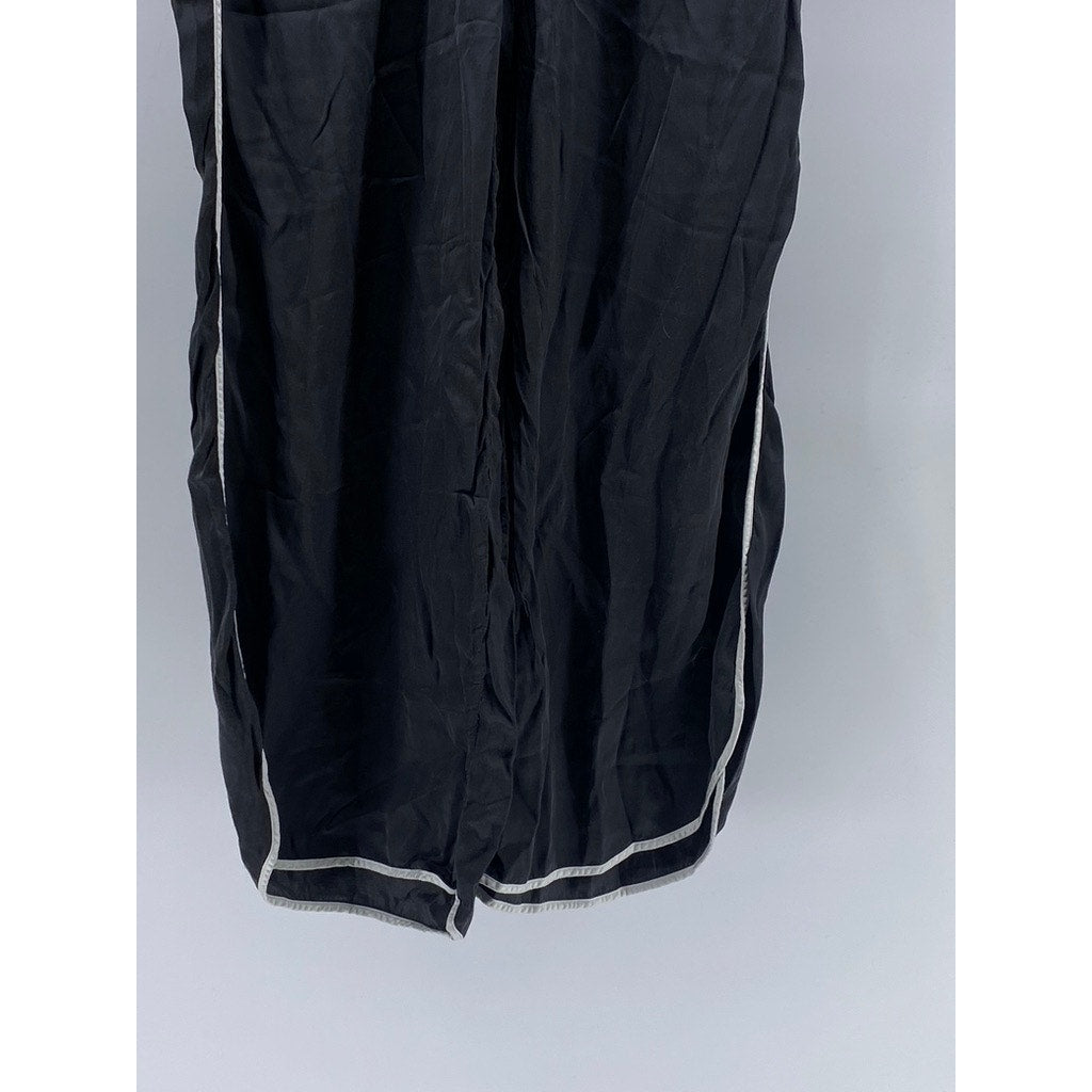 AERIE Women's Black-White Side Striped Relaxed-Fit Active Track Pants SZ M