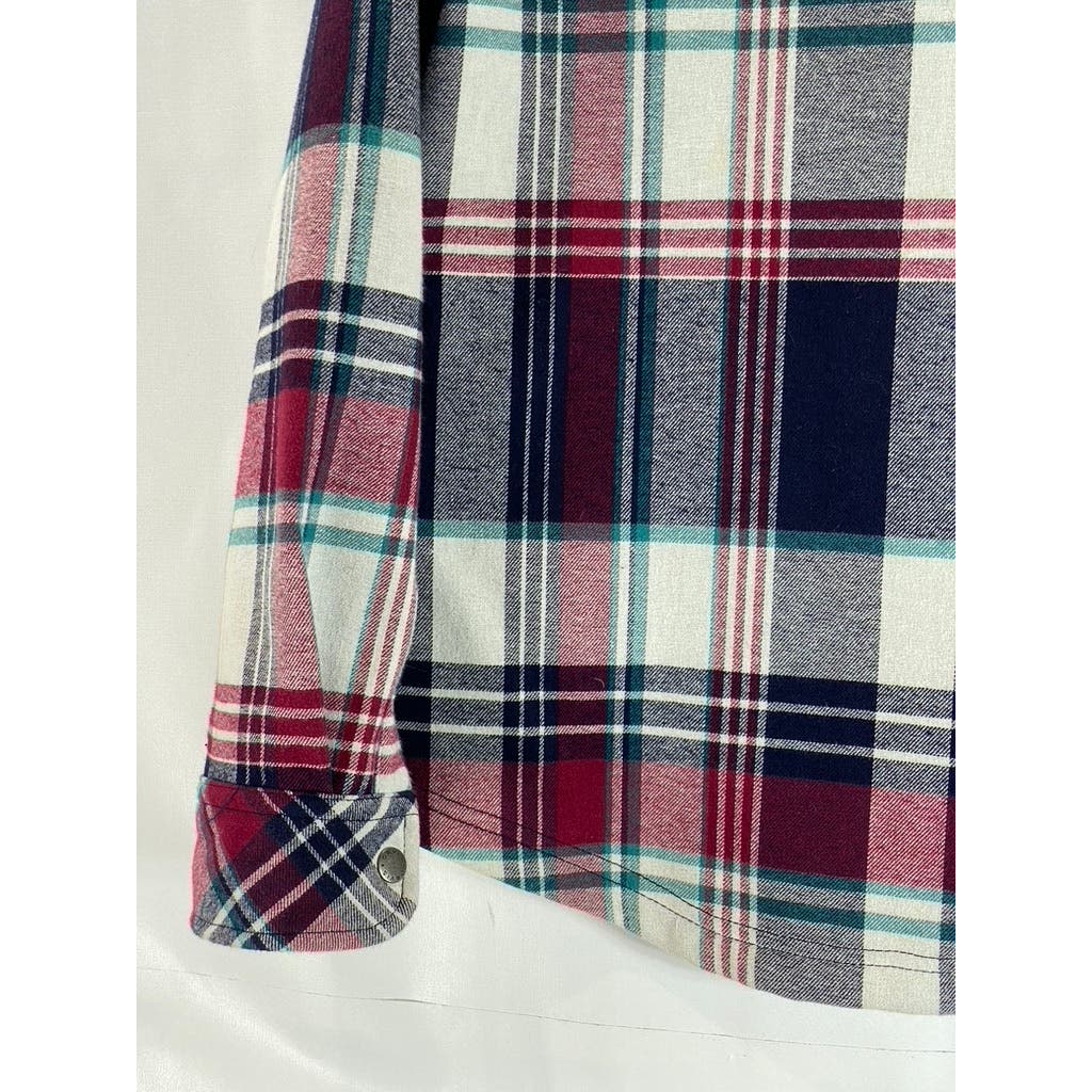 ORVIS Women's Red/Navy Plaid Fleece Lined Flannel Pinnacle Shirt Jacket SZ S