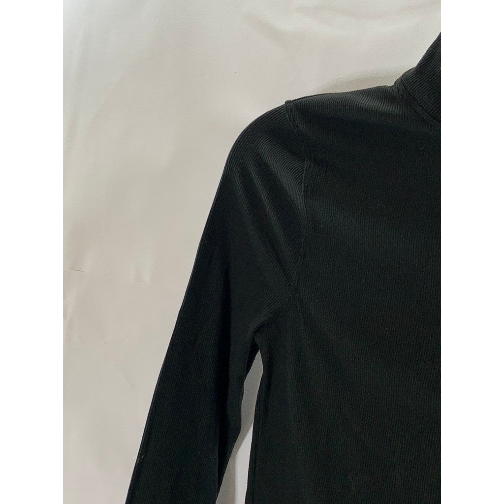OUTDOOR VOICES Women's Black Rib Long Sleeve Pullover Turtleneck Top SZ S