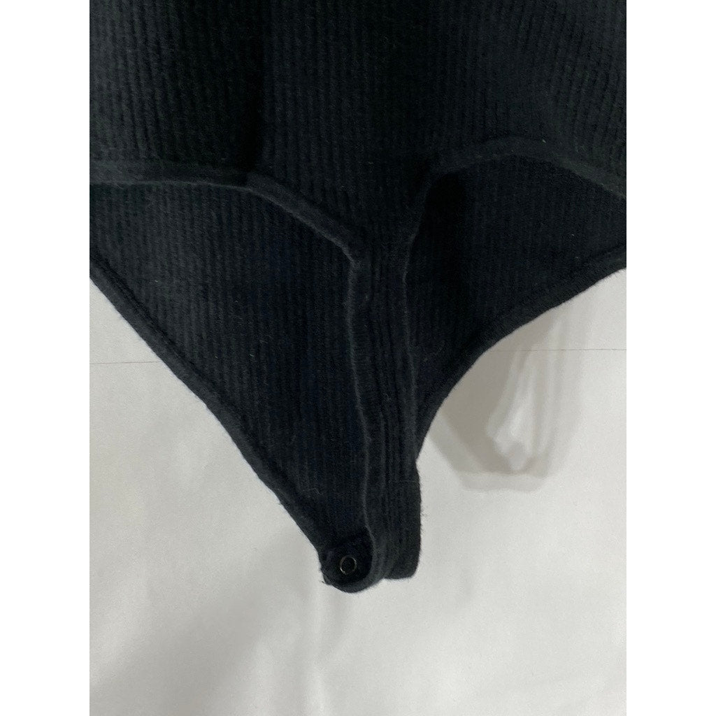 ABERCROMBIE & FITCH Women's Black Knit Ribbed Sweetheart Thong Bodysuit SZ S