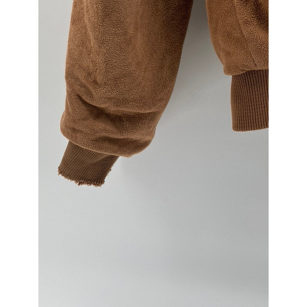PULL & BEAR Men's Tan Faux Suede Zip-Up Long Sleeve Bomber Jacket SZ M