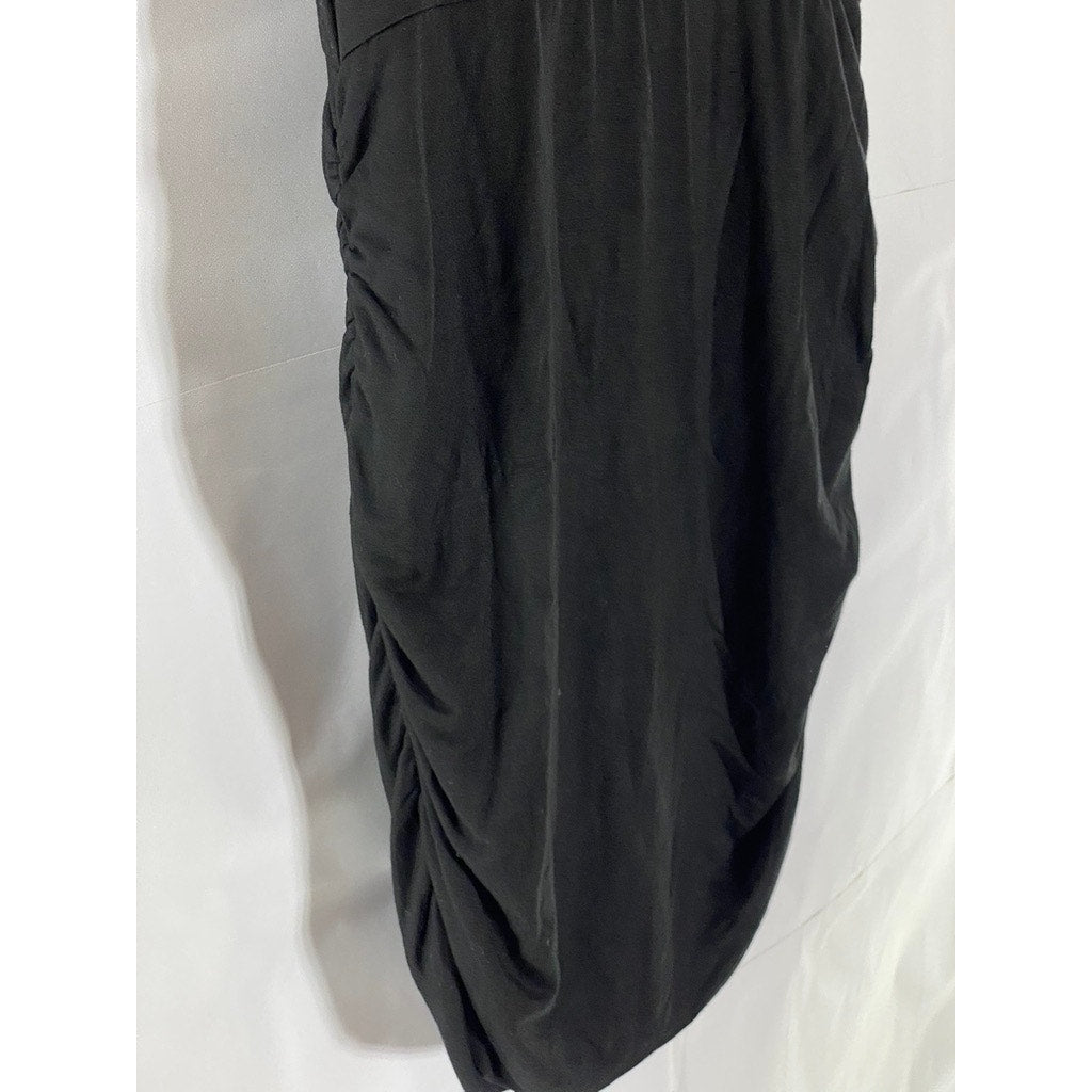 SUPERDOWN Women's Black Darlah Crewneck Ruched Short Sleeve Mini Dress SZ XS