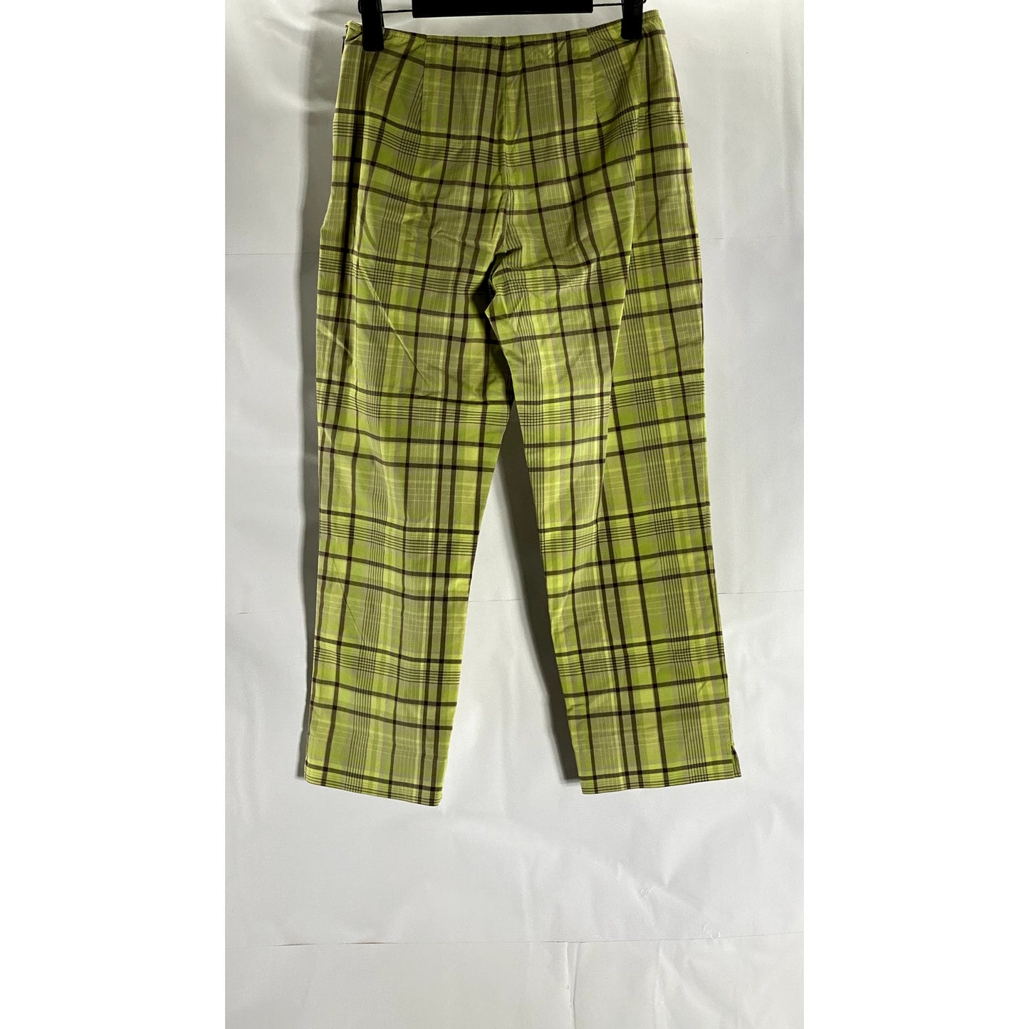 ANN TAYLOR Women's Vintage Petite Yellow/Brown Plaid Stretch Ankle Pant SZ 2P