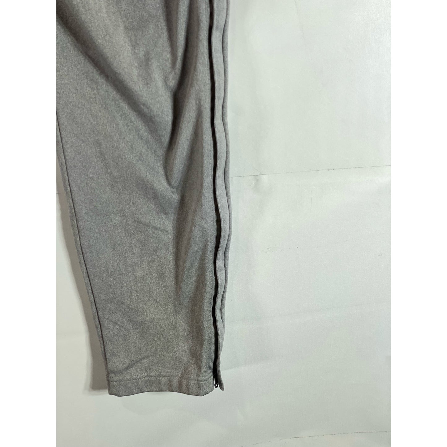 ADIDAS Men's Gray/White Tiro 3-Stripe Zipper-Hem Pull-on Track Pants SZ L