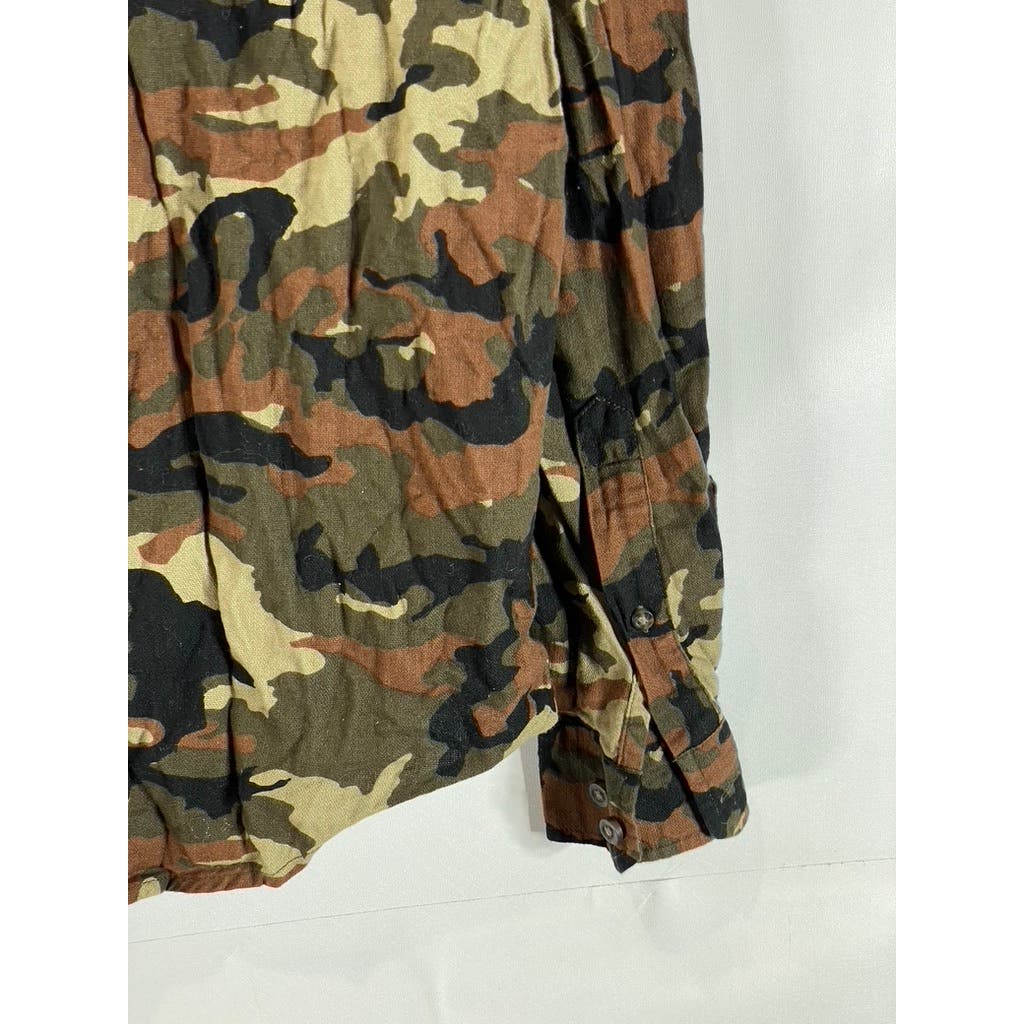 GOODFELLOW & CO Men's Green Camo Standard-Fit Button-Up Long Sleeve Shirt SZ M