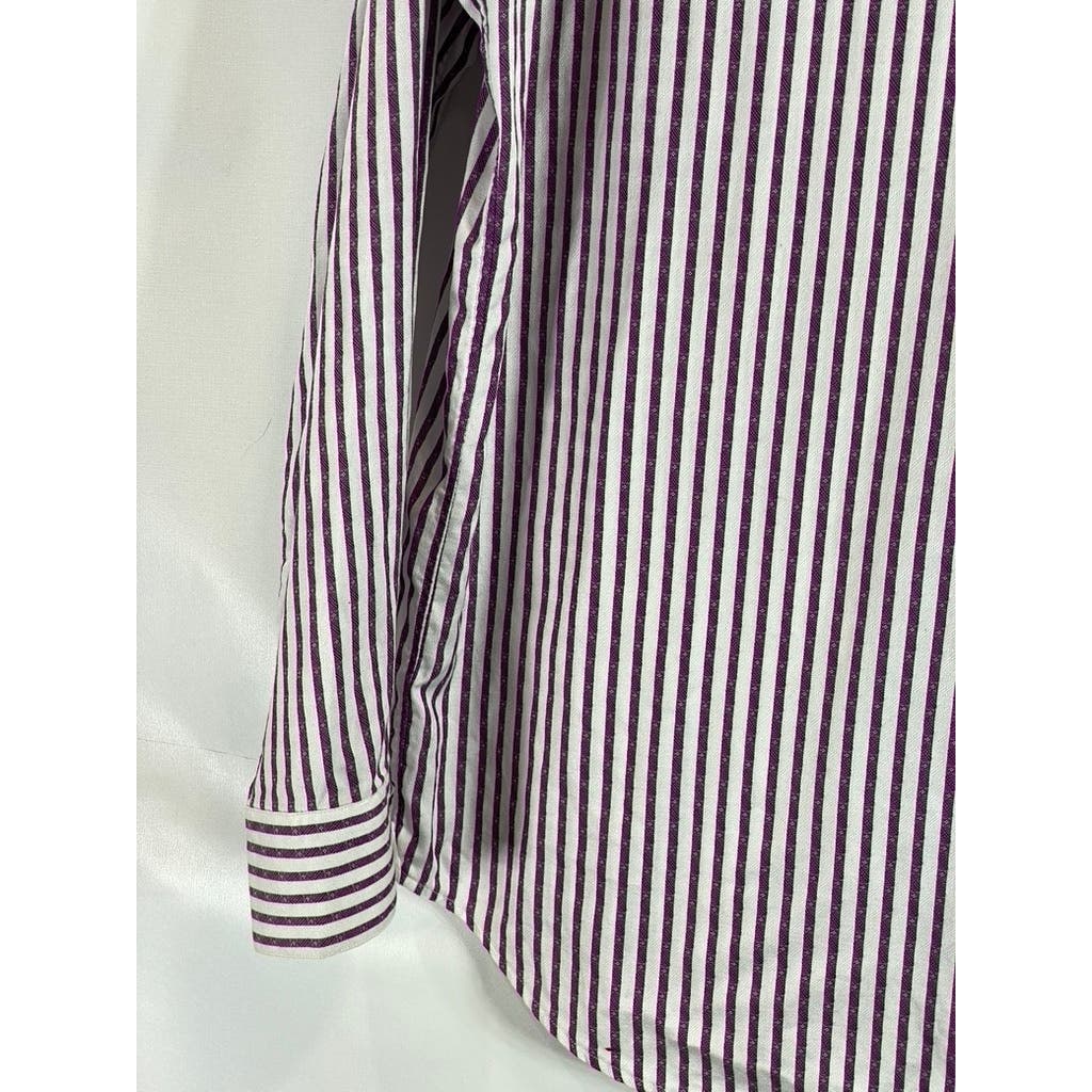 ROBERT GRAHAM Men's White/Burgundy Striped Knowledge Wisdom Truth Shirt SZ 17
