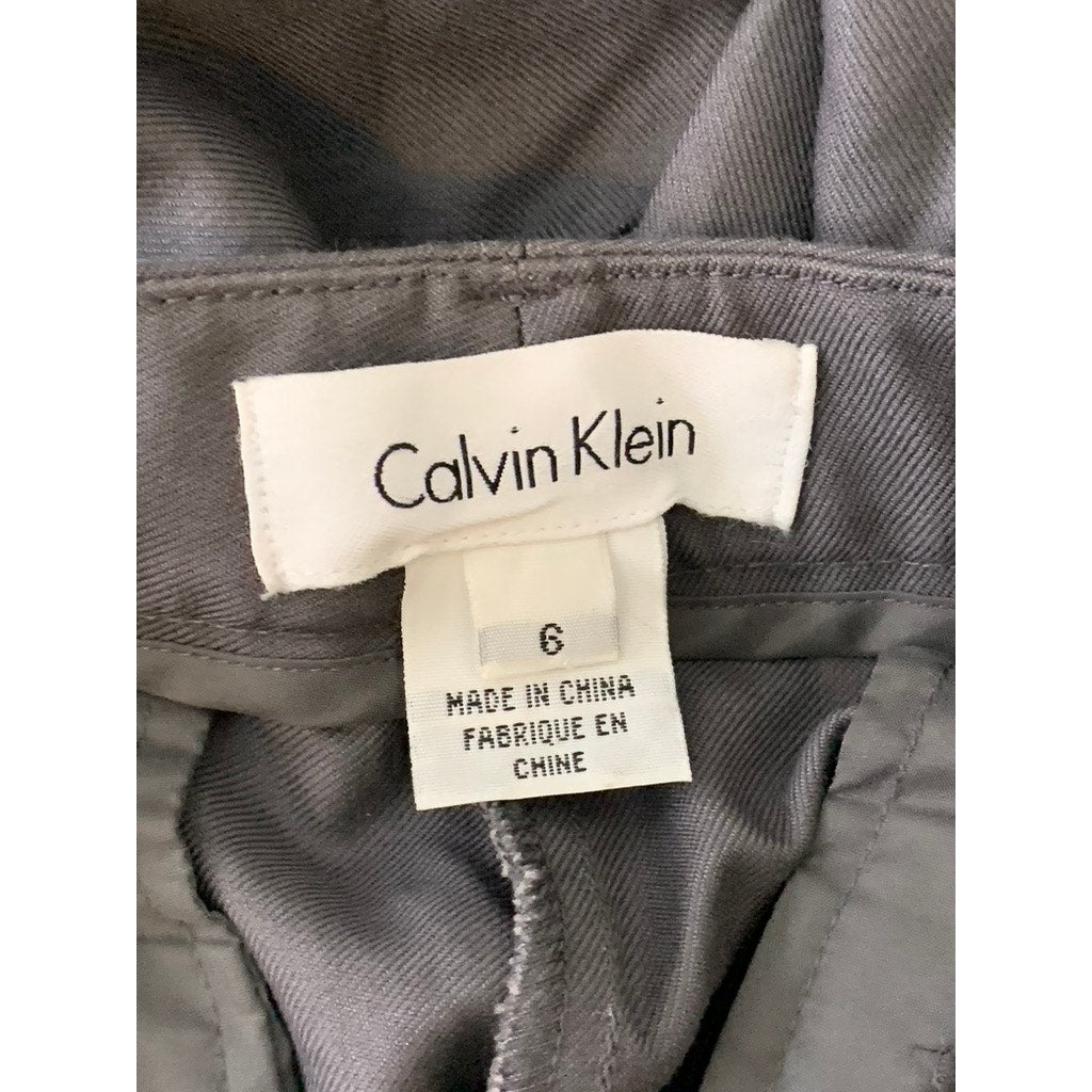 CALVIN KLEIN Women's Gray Straight-Leg Flat Front Dress Pants SZ 6