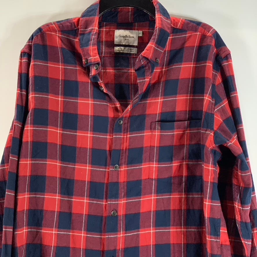 GOODFELLOW & CO Men's Blue/Red Plaid Standard Fit Button-Up Shirt SZ XL