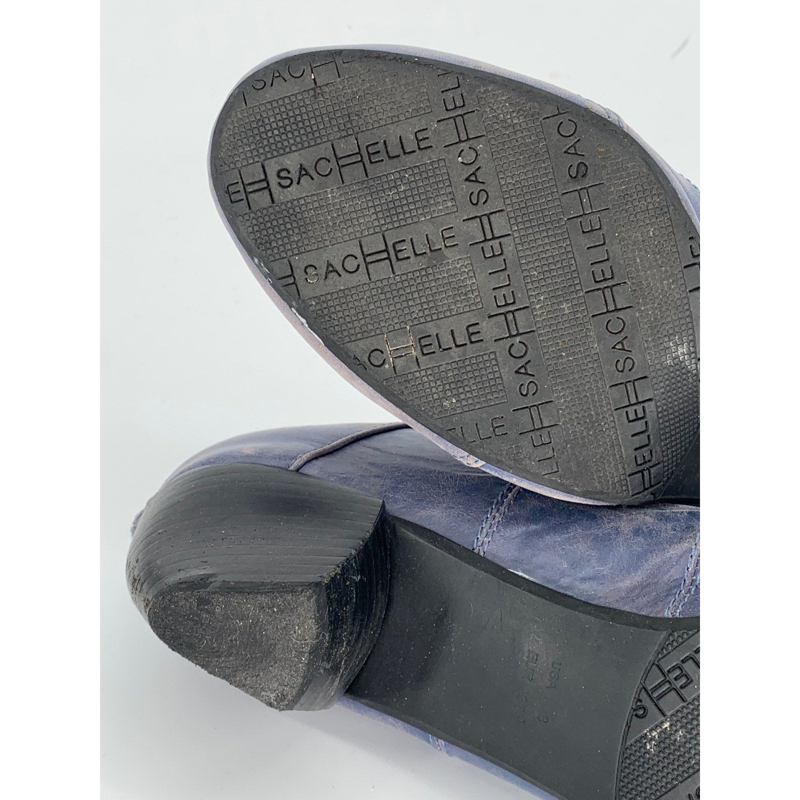 SACHELLE Women's Purple Leather Round-Toe Back Zipper Heeled Mary Jane Shoes SZ8